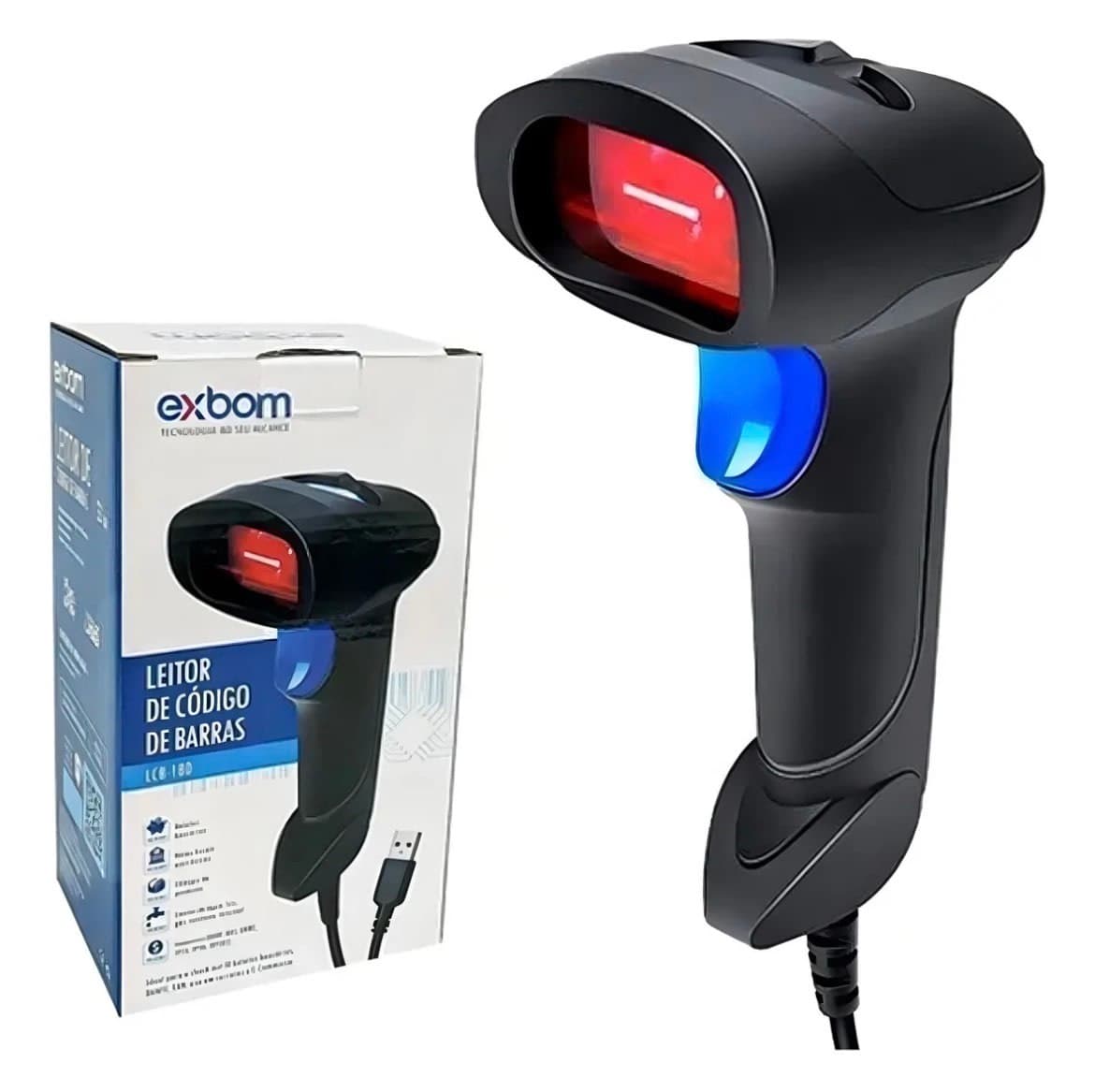 Leitor De Código De Barra Com Fio HW Exbom Lcb-150